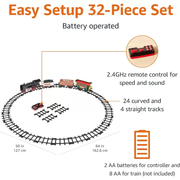 Amazon Basics Remote Control Steam Engine Hobby Train Set with Tender and Gondola and Caboose Smoking working light and realistic sounds Age 3 or up Perfect for Kids MulticolorAmazon Basics Remote Control Steam Engine Hobby Train Set with Tender and Gondola and Caboose Smoking working light and realistic sounds Age 3 or up Perfect for Kids Multicolor