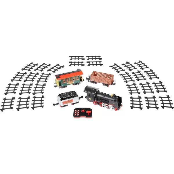 Amazon Basics Remote Control Steam Engine Hobby Train Set with Tender and Gondola and Caboose Smoking working light and realistic sounds Age 3 or up Perfect for Kids MulticolorAmazon Basics Remote Control Steam Engine Hobby Train Set with Tender and Gondola and Caboose Smoking working light and realistic sounds Age 3 or up Perfect for Kids Multicolor