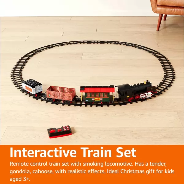 Amazon Basics Remote Control Steam Engine Hobby Train Set with Tender and Gondola and Caboose Smoking working light and realistic sounds Age 3 or up Perfect for Kids MulticolorAmazon Basics Remote Control Steam Engine Hobby Train Set with Tender and Gondola and Caboose Smoking working light and realistic sounds Age 3 or up Perfect for Kids Multicolor