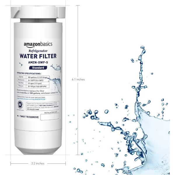 Amazon Basics Replacement GE XWF Refrigerator Water Filter Standard FiltrationAmazon Basics Replacement GE XWF Refrigerator Water Filter Standard Filtration