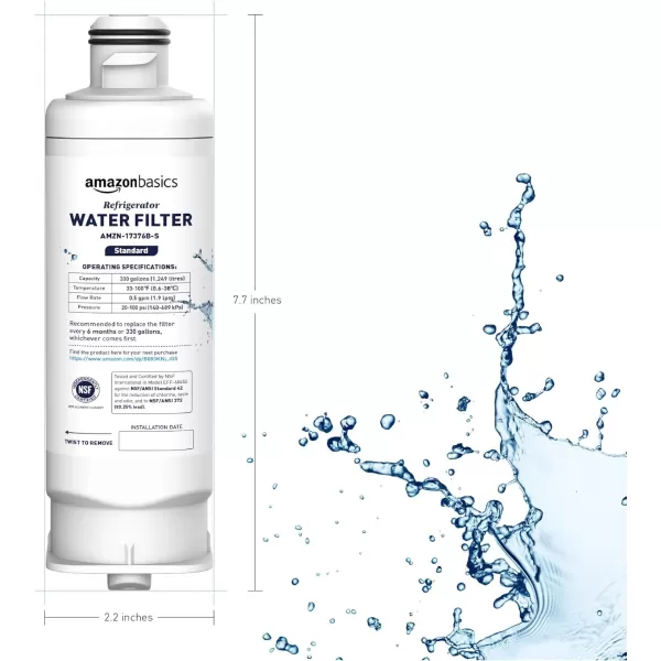Amazon Basics Replacement Samsung DA9717376B HAFQINEXP Refrigerator Water Filter 1Pack Standard FiltrationAmazon Basics Replacement Samsung DA9717376B HAFQINEXP Refrigerator Water Filter 1Pack Standard Filtration