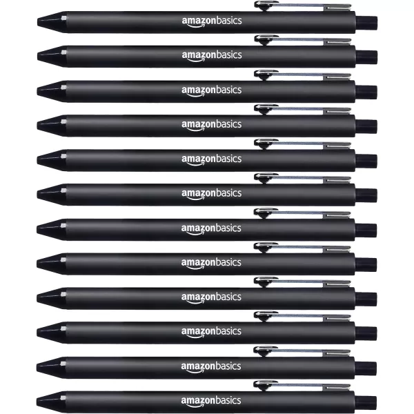 Amazon Basics Retractable Ballpoint Pen  Black 12mm 12PackBlack