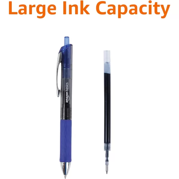 Amazon Basics Retractable Gel Pens Fine Point 07mm Assorted Colors 12 Count Pack of 1Blue