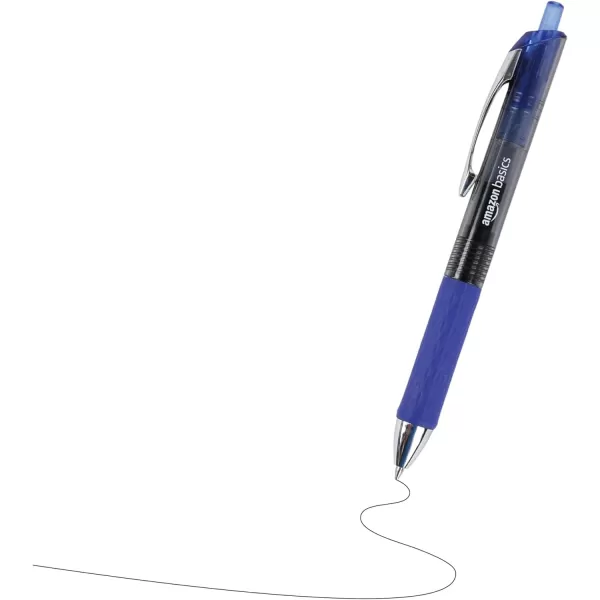 Amazon Basics Retractable Gel Pens Fine Point 07mm Assorted Colors 12 Count Pack of 1Blue
