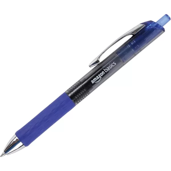 Amazon Basics Retractable Gel Pens Fine Point 07mm Assorted Colors 12 Count Pack of 1Blue