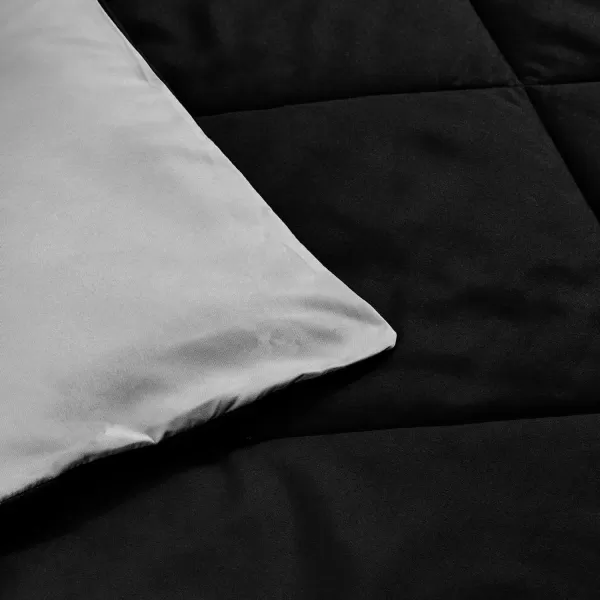 Amazon Basics Reversible Lightweight Microfiber Comforter Blanket TwinTwin XL BlackGreyBlack  Grey TwinTwin XL 1Pack