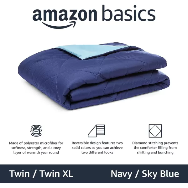 Amazon Basics Reversible Lightweight Microfiber Comforter Blanket TwinTwin XL BlackGreyNavy  Sky Blue TwinTwin XL 1Pack