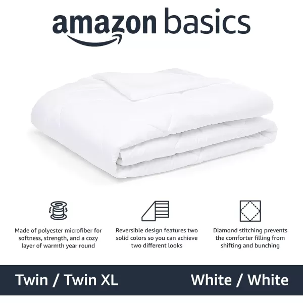 Amazon Basics Reversible Lightweight Microfiber Comforter Blanket TwinTwin XL BlackGreyWhite  White TwinTwin XL 1Pack