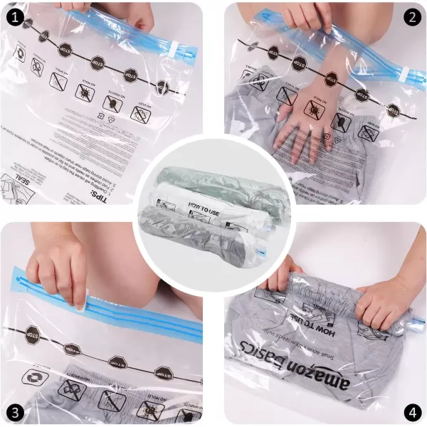 Amazon Basics RollUp Travel Storage Bags 12 Packs of 6 Small amp Medium Multiple ClearAmazon Basics RollUp Travel Storage Bags 12 Packs of 6 Small amp Medium Multiple Clear