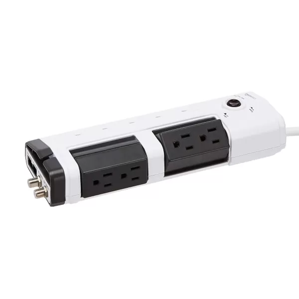 Amazon Basics Rotating 6Outlet Surge Protector Wall Mount 1080 Joules White9Outlet