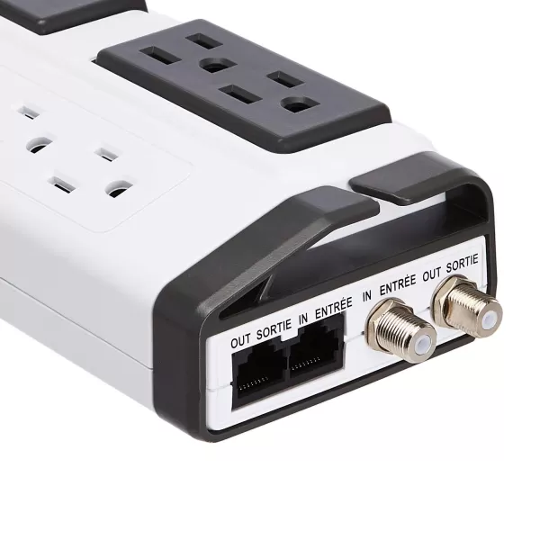 Amazon Basics Rotating 6Outlet Surge Protector Wall Mount 1080 Joules White9Outlet