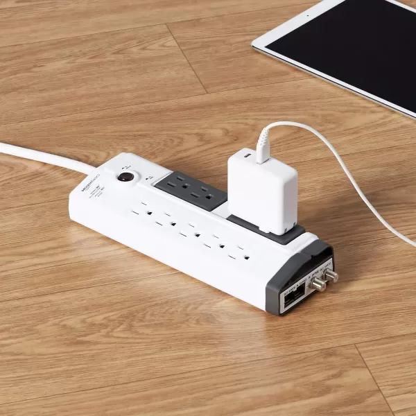 Amazon Basics Rotating 6Outlet Surge Protector Wall Mount 1080 Joules White9Outlet