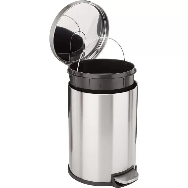 Amazon Basics Round Cylindrical Trash Can With SoftClose Foot Pedal 30 Liter79 Gallon Brushed Stainless Steel20L  53 Gallon