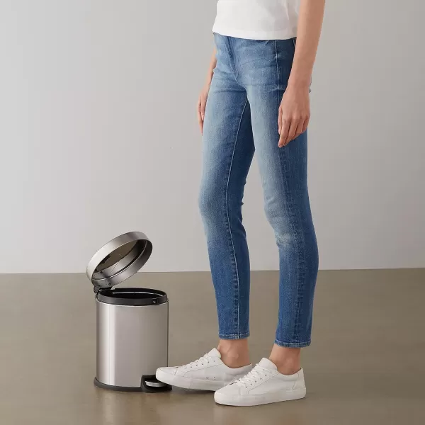 Amazon Basics Round Cylindrical Trash Can With SoftClose Foot Pedal 30 Liter79 Gallon Brushed Stainless Steel5L  13 Gallon