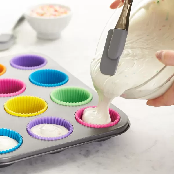 Amazon Basics Round Reusable Silicone Baking Cups Muffin Liners Pack of 24 Multicolor 29 x 296 x 13Pack of 12
