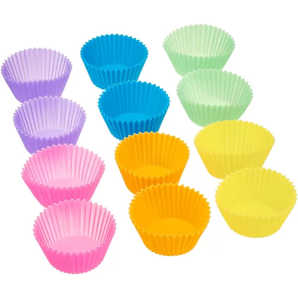 Amazon Basics Round Reusable Silicone Baking Cups Muffin Liners Pack of 24 Multicolor 29 x 296 x 13Pack of 12