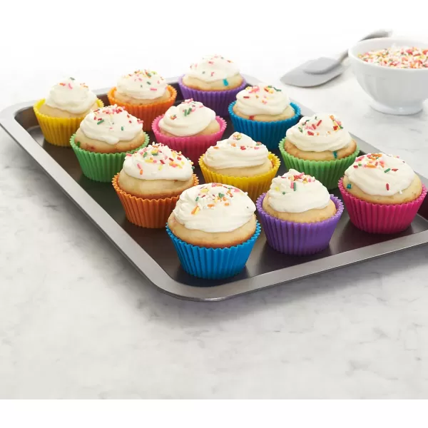 Amazon Basics Round Reusable Silicone Baking Cups Muffin Liners Pack of 24 Multicolor 29 x 296 x 13Pack of 12