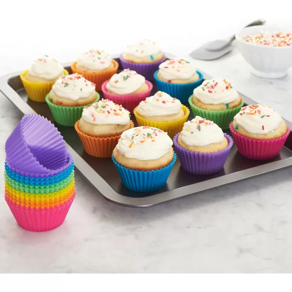 Amazon Basics Round Reusable Silicone Baking Cups Muffin Liners Pack of 24 Multicolor 29 x 296 x 13Pack of 24