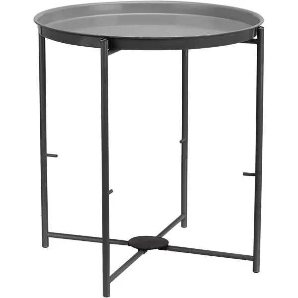 Amazon Basics Round Storage End Table Side Table with Cloth Basket WhiteHeather Gray 177 in x 177 in x 189 inCharcoal
