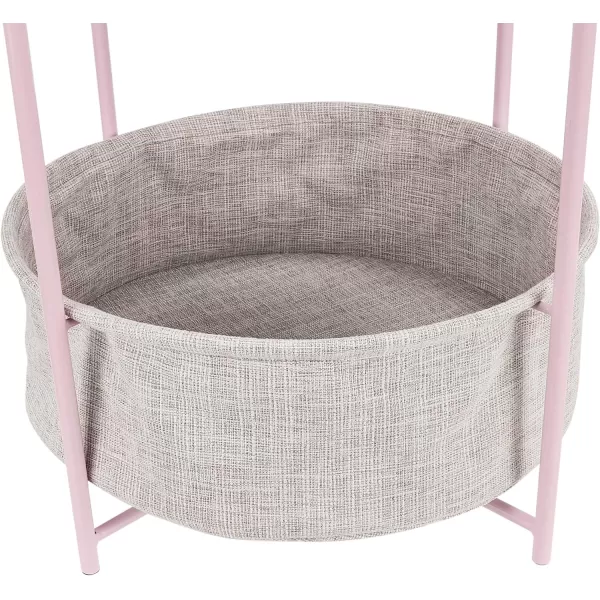 Amazon Basics Round Storage End Table Side Table with Cloth Basket WhiteHeather Gray 177 in x 177 in x 189 inDusty Pink
