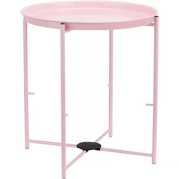 Amazon Basics Round Storage End Table Side Table with Cloth Basket WhiteHeather Gray 177 in x 177 in x 189 inDusty Pink