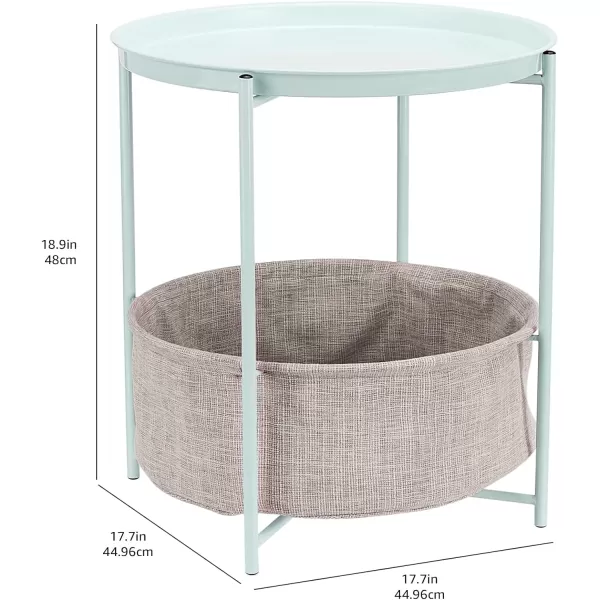 Amazon Basics Round Storage End Table Side Table with Cloth Basket WhiteHeather Gray 177 in x 177 in x 189 inMint Green