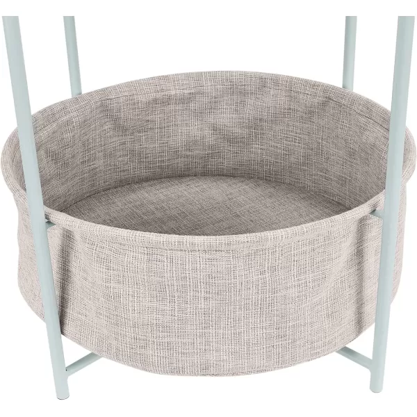 Amazon Basics Round Storage End Table Side Table with Cloth Basket WhiteHeather Gray 177 in x 177 in x 189 inMint Green