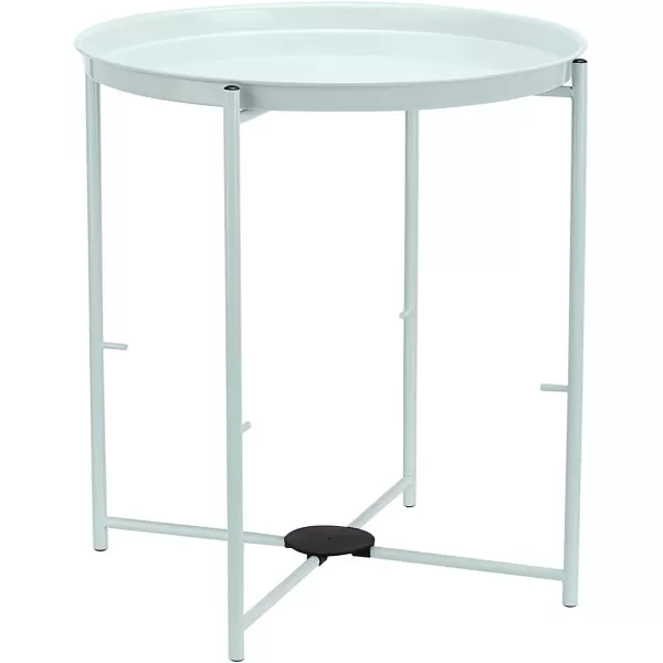 Amazon Basics Round Storage End Table Side Table with Cloth Basket WhiteHeather Gray 177 in x 177 in x 189 inMint Green