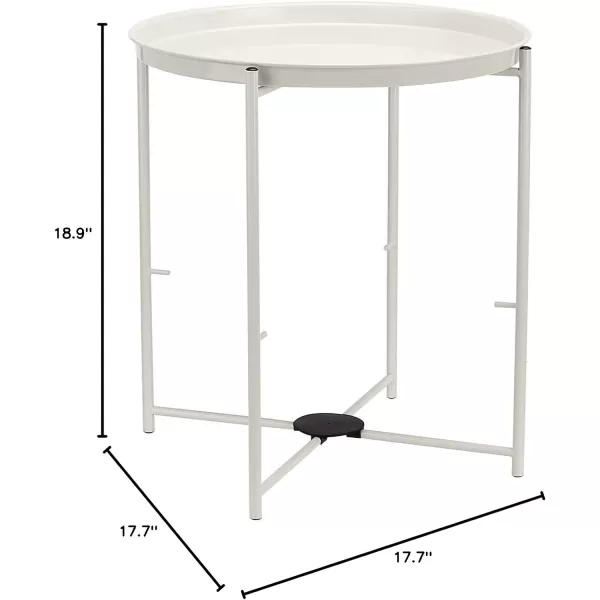 Amazon Basics Round Storage End Table Side Table with Cloth Basket WhiteHeather Gray 177 in x 177 in x 189 inWhite
