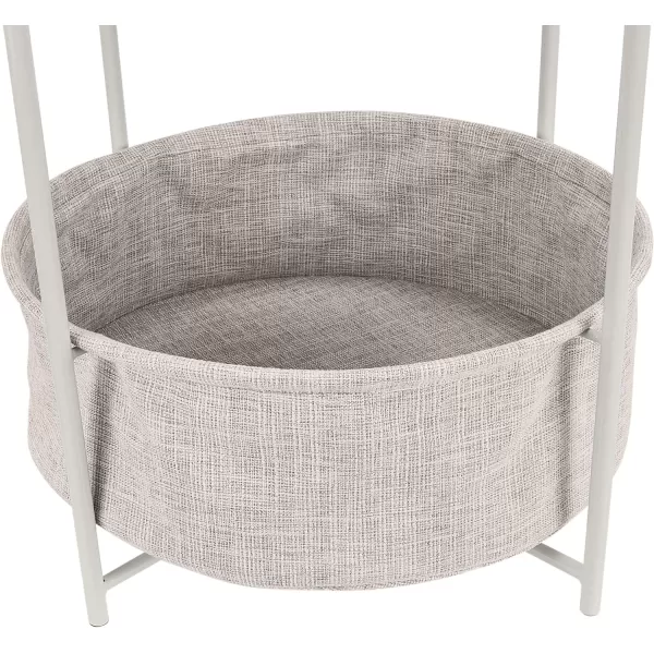 Amazon Basics Round Storage End Table Side Table with Cloth Basket WhiteHeather Gray 177 in x 177 in x 189 inWhite