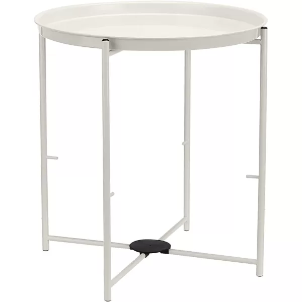 Amazon Basics Round Storage End Table Side Table with Cloth Basket WhiteHeather Gray 177 in x 177 in x 189 inWhite