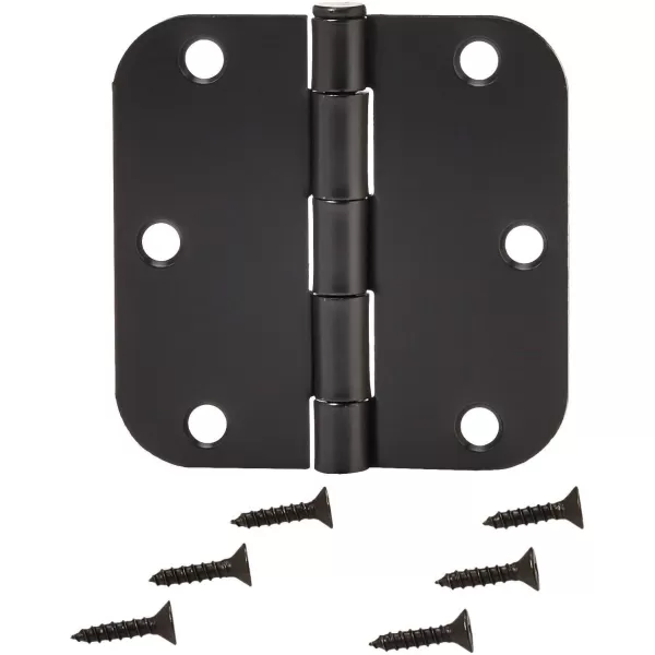 Amazon Basics Rounded 58 Radius Interior Door Hinges 18 Pack Oil Rubbed Bronze 35 x 3518 Pack Matte Black