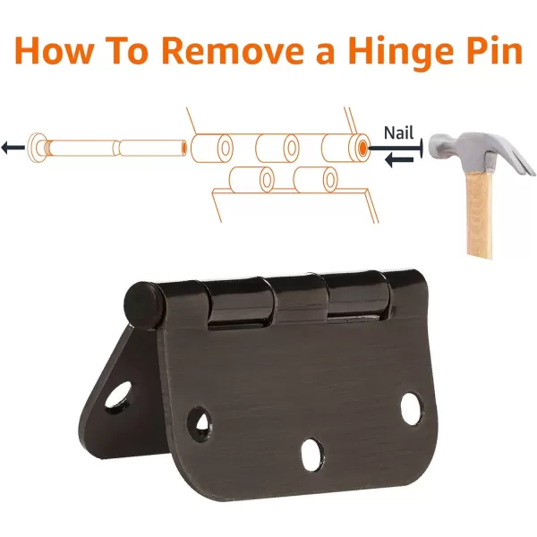Amazon Basics Rounded 58 Radius Interior Door Hinges 18 Pack Oil Rubbed Bronze 35 x 3518 Pack Oil Rubbed Bronze