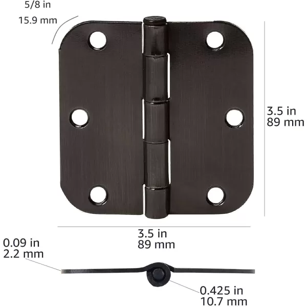 Amazon Basics Rounded 58 Radius Interior Door Hinges 18 Pack Oil Rubbed Bronze 35 x 3518 Pack Oil Rubbed Bronze