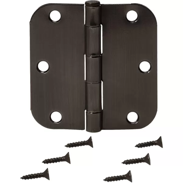 Amazon Basics Rounded 58 Radius Interior Door Hinges 18 Pack Oil Rubbed Bronze 35 x 3518 Pack Oil Rubbed Bronze