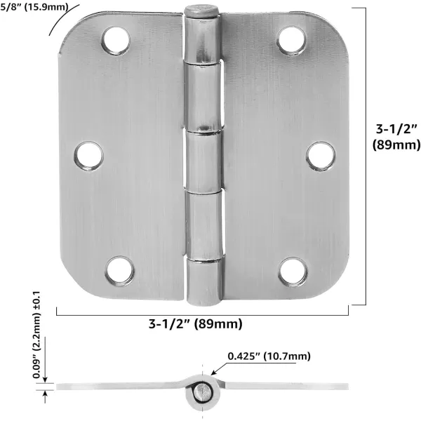 Amazon Basics Rounded 58 Radius Interior Door Hinges 18 Pack Oil Rubbed Bronze 35 x 3518 Pack Satin Nickel