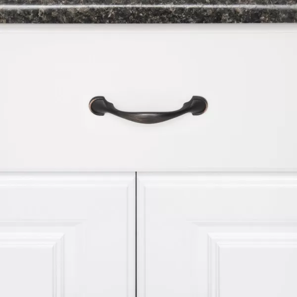 Amazon Basics Rounded Foot Cabinet Handle 463inch Length 3inch Hole Center Oil Rubbed Bronze 10PackOil Rubbed Bronze