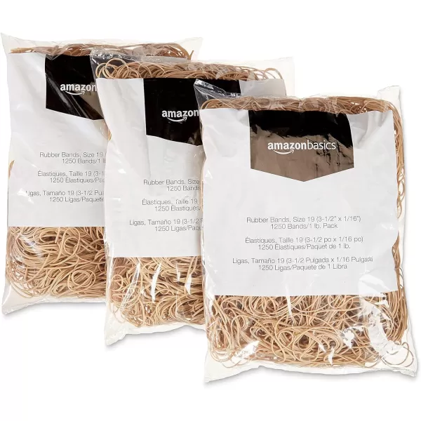 Amazon Basics Rubber Bands Size 33 312 x 18 Inch 600 Bands1 lb Pack 3Pack TanSize 19 116 3Pack