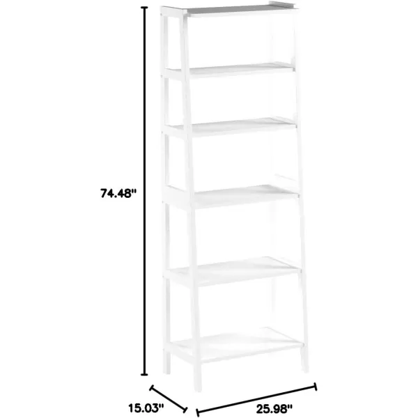 Amazon Basics Rubberwood 5 Shelf Ladder Bookcase White 1503 D x 2598 W x 7448 HWhite