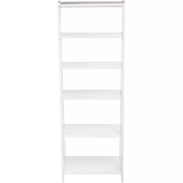 Amazon Basics Rubberwood 5 Shelf Ladder Bookcase White 1503 D x 2598 W x 7448 HWhite