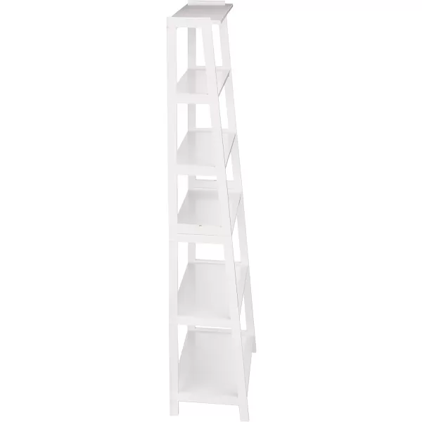 Amazon Basics Rubberwood 5 Shelf Ladder Bookcase White 1503 D x 2598 W x 7448 HWhite