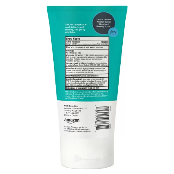 Amazon Basics Salicylic Acid Blackhead Clearing Scrub Unscented 5 Ounces Pack of 2500 Ounce Pack of 1