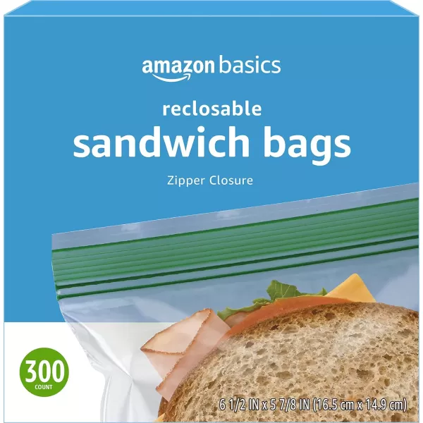 Amazon Basics Sandwich Storage Bags 300 Count Previously Solimoclear 300 Count Pack of 1