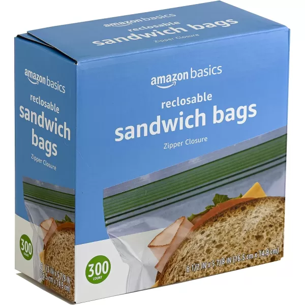 Amazon Basics Sandwich Storage Bags 300 Count Previously Solimoclear 300 Count Pack of 1