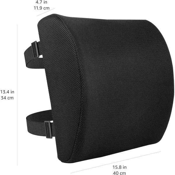 Amazon Basics Seat Cushion amp Lumbar Support Memory Foam Black 2PackBack Support Cushion Memory Foam