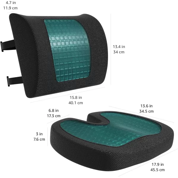 Amazon Basics Seat Cushion amp Lumbar Support Memory Foam Black 2PackSeat Cushion amp Lumbar Support Gel Memory Foam