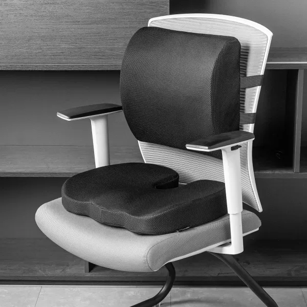 Amazon Basics Seat Cushion amp Lumbar Support Memory Foam Black 2PackSeat Cushion amp Lumbar Support Memory Foam