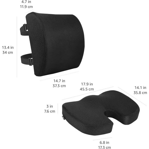 Amazon Basics Seat Cushion amp Lumbar Support Memory Foam Black 2PackSeat Cushion amp Lumbar Support Memory Foam