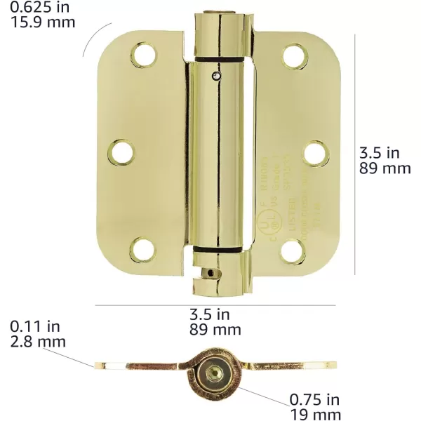 Amazon Basics SelfClosing Door Hinge 10 Piece Satin Nickel 35 Inch x 35 Inch1 Piece Polished Brass