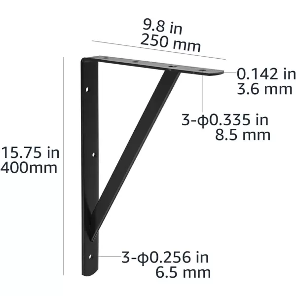 Amazon Basics Shelf Bracket 10Pack Black 20 x 1310 x 16Inch